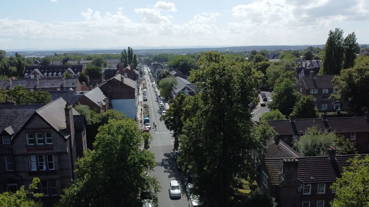 Drone aerial photography. Lark Lane Liverpool