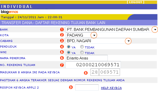 Cara Membuat Daftar Rekening Tujuan Transfer KlikBCA Online