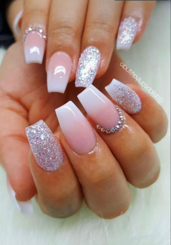Pink and White Ombre Nails.