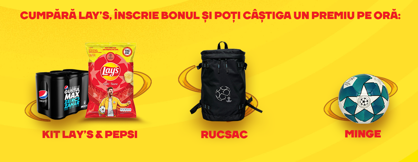 Concurs Deschide LAY’S - Incepe meciul - Castiga Kit-uri LAY’S si Pepsi, mingi sau rucsacuri in fiecare ora