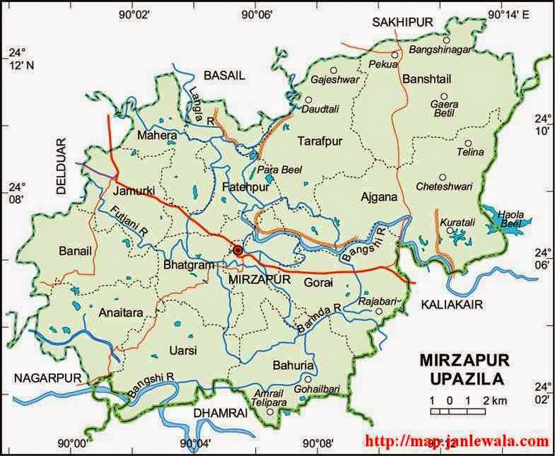 mirzapur upazila map of bangladesh