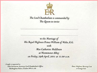 prince william wedding invitation card. the royal wedding invitation