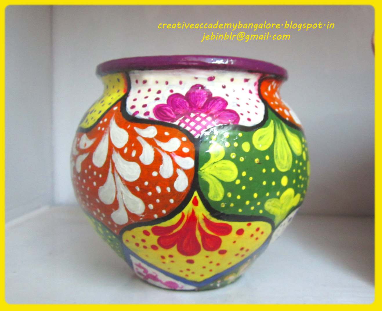 Creative Academy Bangalore Pot  painting  Tutorial