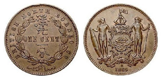 a pictur of British North Borneo 1889 1 cent Bronze Coin