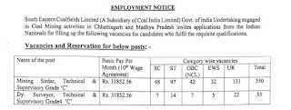 SECL Recruitment 2023 405 Mining Sirdar Posts