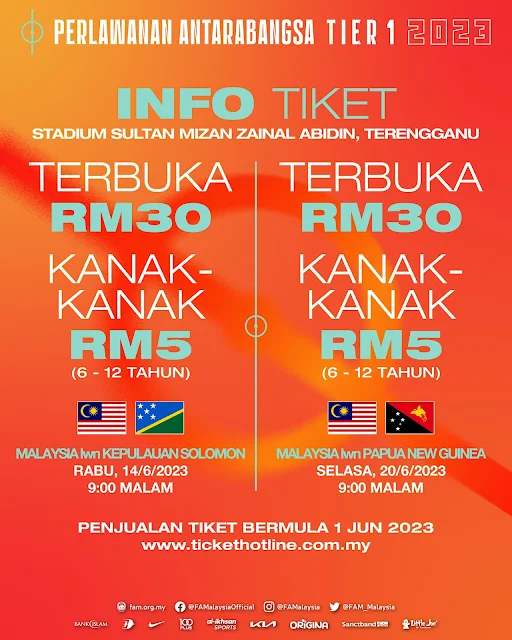 Tiket Perlawanan Persahabatan Bola Sepak Malaysia Kini Mula Dijual Dengan Harga RM30