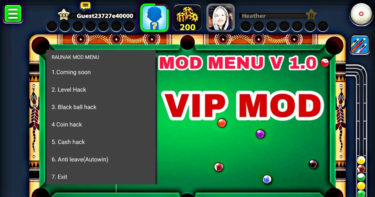8 ball pool 4.4.0 mod menu VIP mod