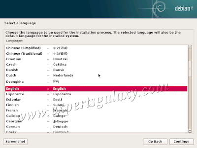 Debian Linux Select Installation Language