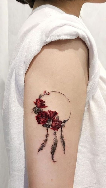 Red-Roses-Dream-Catcher-Style-Tattoo