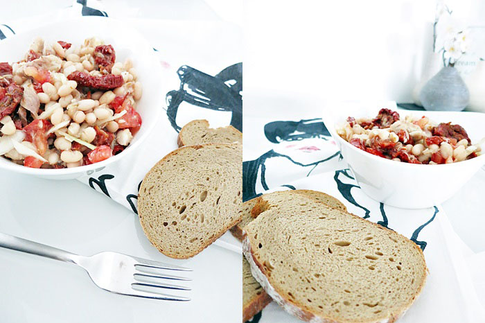 Weißer Bohnensalat mit getrockneten Tomaten