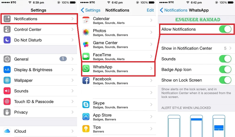 whatsapp notification settings for iphone