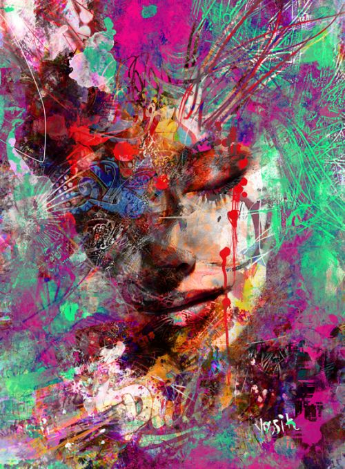 Yossi Kotler arte ilustrações pinturas digitais surreais psicodélicas coloridas mulheres