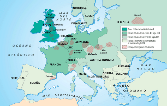 Resultado de imagen de mapa expansión industrialización