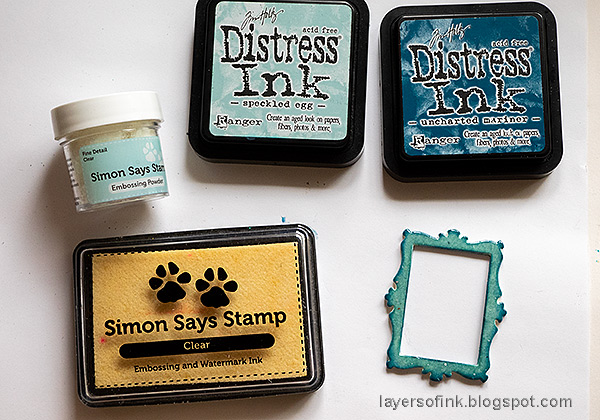 Layers of ink - Rose and Filmstrip Tag Tutorial by Anna-Karin Evaldsson. Ink with Distress Ink.