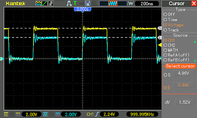 Square wave signal corrected with a capacitor