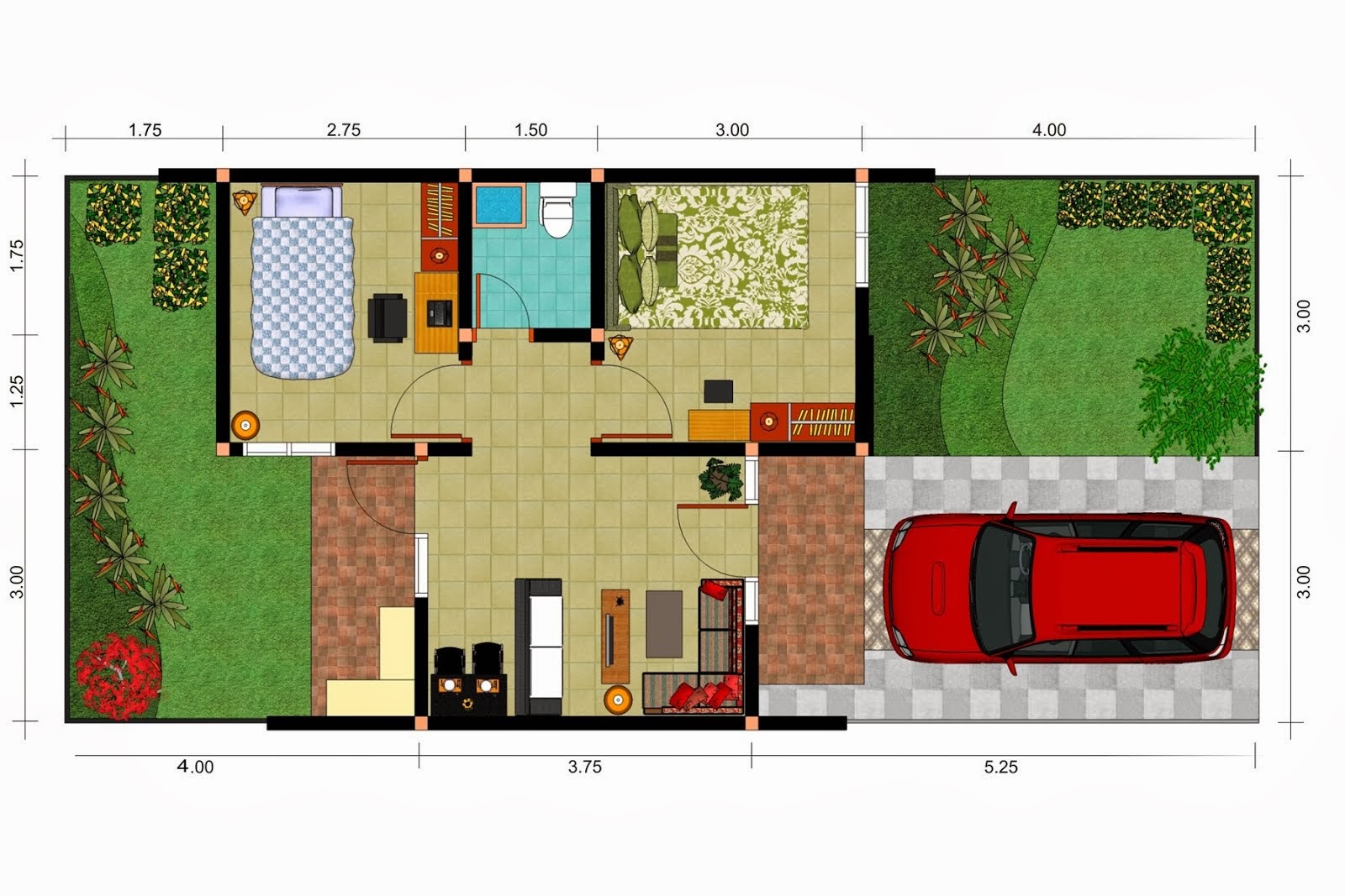 40 Contoh Denah  Rumah  Minimalis Beserta  Ukurannya Desain  