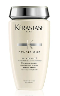 A bottle of Kerastase Densifique Bain Densite Shampoo, specifically formulated to add volume and density to hair, showcased with its premium design.