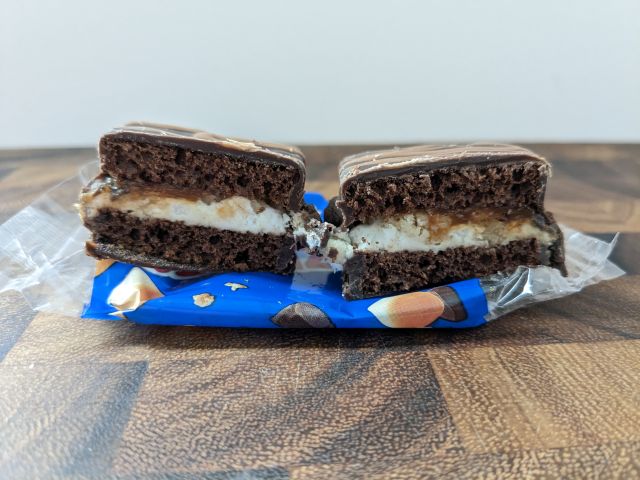 Hostess Chocolate Caramel Kazbars Bar cross-section