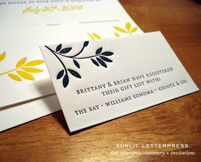 Gift Registries on Adventures In Letterpress  Letterpress Gift Registry Cards