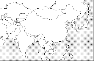 Blank map of South and East Asia