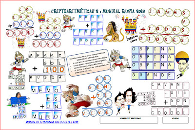 Alfaméticas, Criptoaritméticas, Criptosumas, Juego de letras, Juego de palabras, Retos matemáticos, Desafíos matemáticos, Problemas de lógica, Problemas de ingenio, Problemas matemáticos