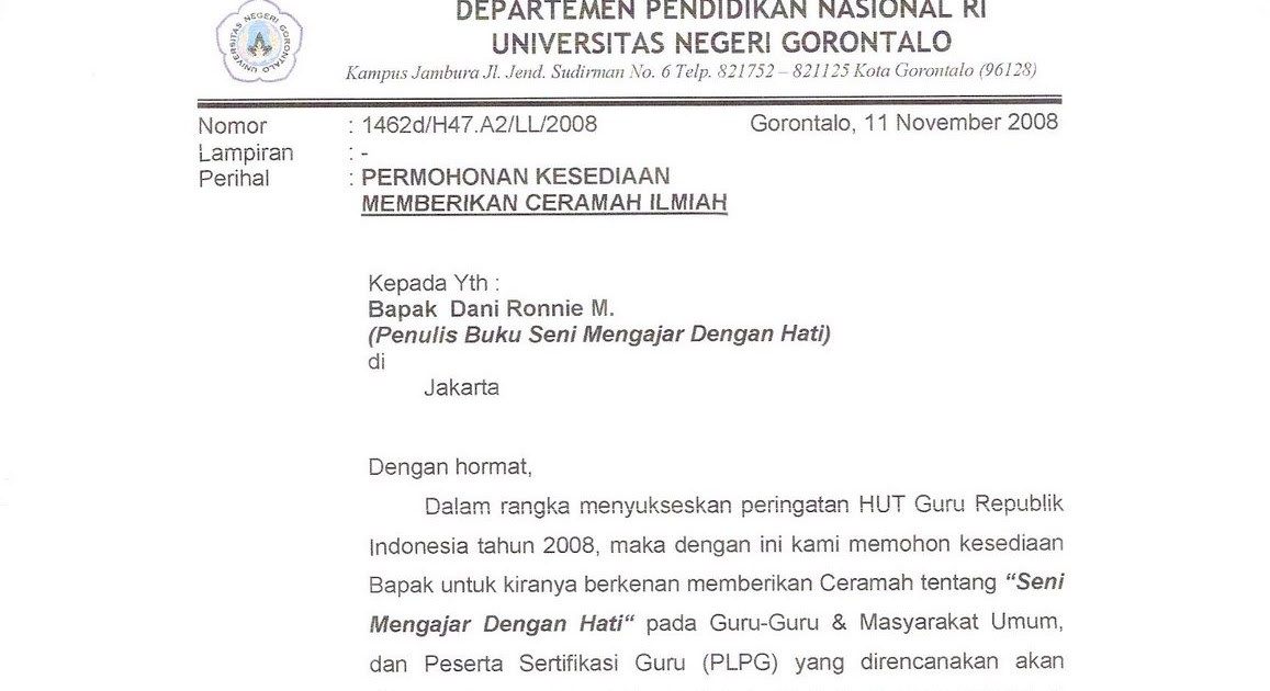 Surat Pembaca: Universitas Negeri Gorontalo (Undangan Seminar)