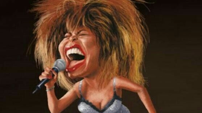 Tina Turner caricature singing desktop wallpaper