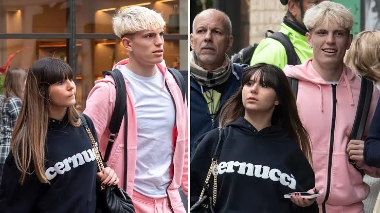 Manchester United Star Alejandro Garnacho Rocks Pink Tracksuit While Shopping with Pregnant Girlfriend