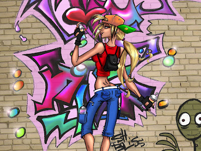 graffiti girl,alphabet graffiti