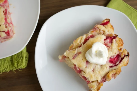 Rhubarb Cake with Whipping Cream