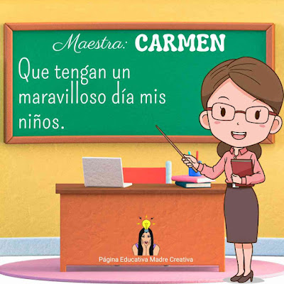 PIN de Maestra con nombre Carmen - Diseño 1