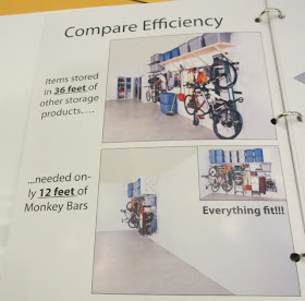 Comparison photos - Monkey Bars uses less space than other garage systems