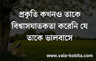 প্রকৃতি কখনও তাকে বিশ্বাসঘাতকতা করেনি যে তাকে ভালবাসে