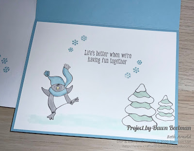 Craft with Beth: Stampin' Up! Second Sunday Sketches 019 card sketch challenge with measurements Dawn Beelman Freezin Friends Stamp Set Christmas Card