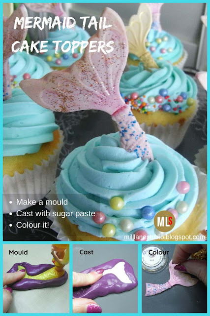 How to make a mermaid's tail cupcake topper pin.