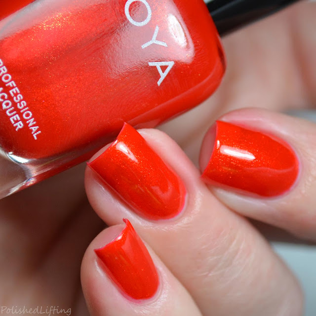 orange red shimmer nail polish