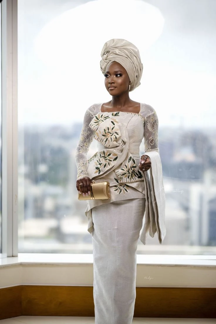 Laser cut Aso oke fabric