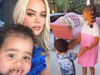 Khloe Kardashian and Her Adorable Son Tatum Shine in Blue at Kourtney Kardashian's Magical Baby Shower