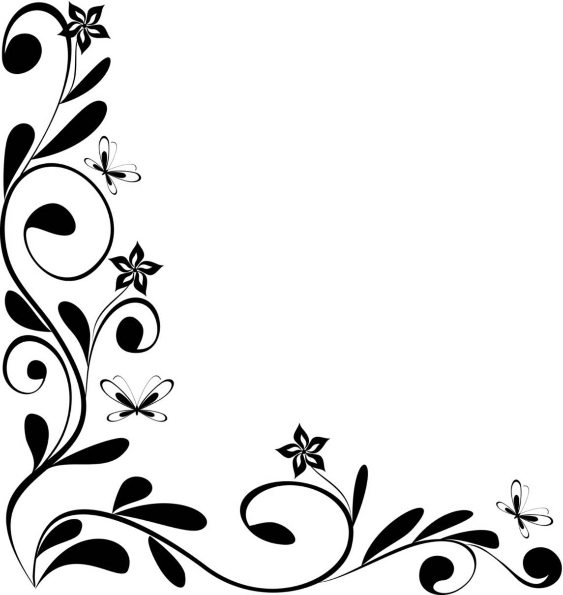 Download Ever Cool Wallpaper: Best and Beautiful Black and White Floral Corner Borders for frames