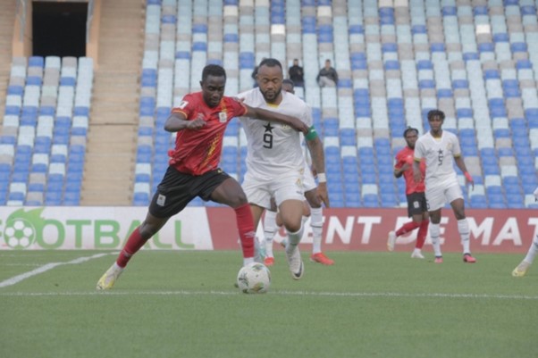 <"Jordan Ayew in Action against Uganda in the March Break Friendly Games".>