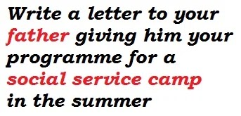 Letter to father your programme for a social service camp