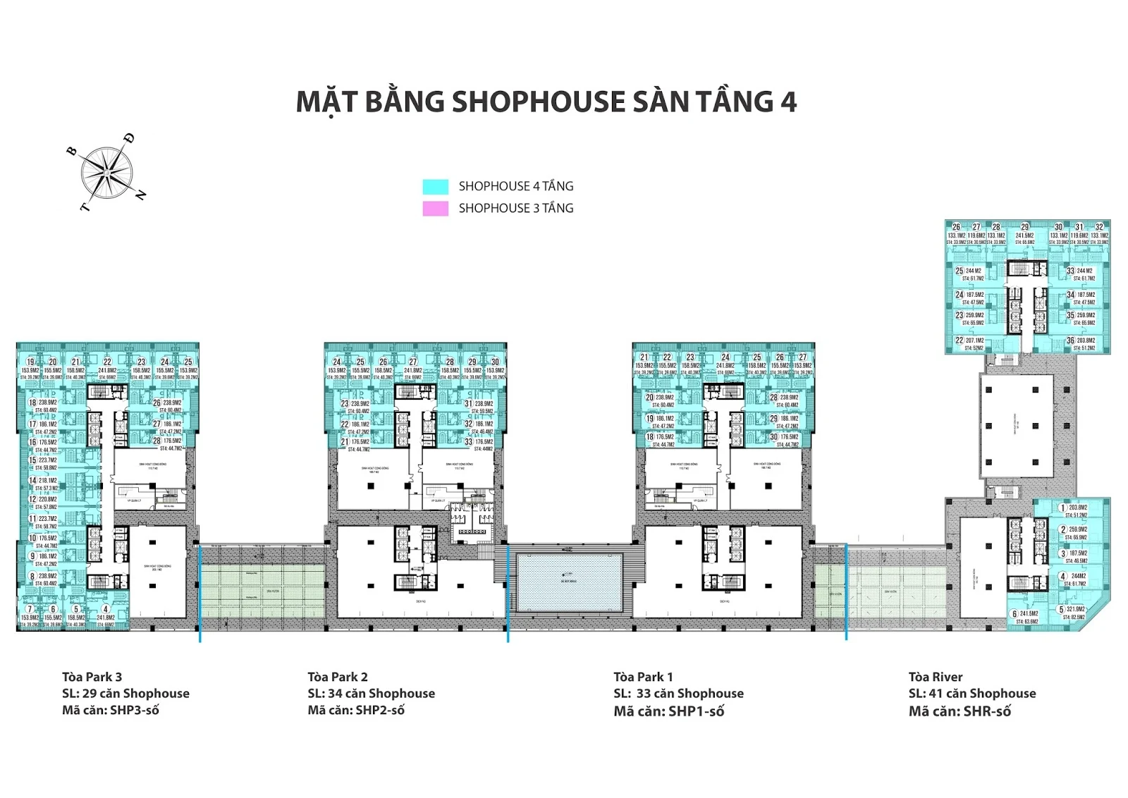 Mặt bằng shophouse sàn tầng 4