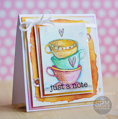 SRM Stickers Blog - Water Colors and Coffee….by Michele - #card #janesdoodles #teatime #thinkingofyou #stickers