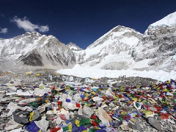 Immense trash dumped at mount Everest base camp