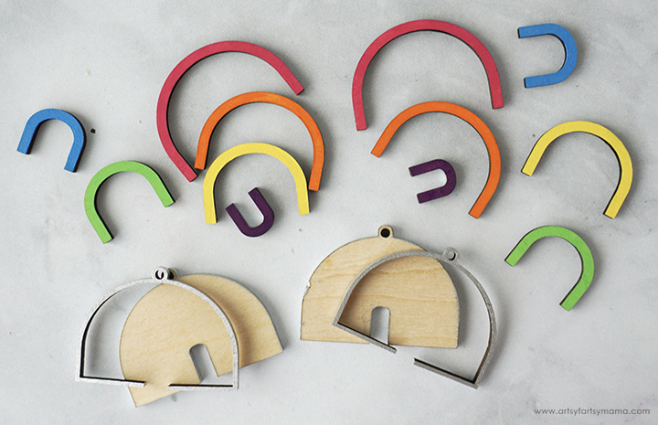 Wood Rainbow Earrings