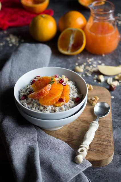 Mohnporridge mit Blutorange