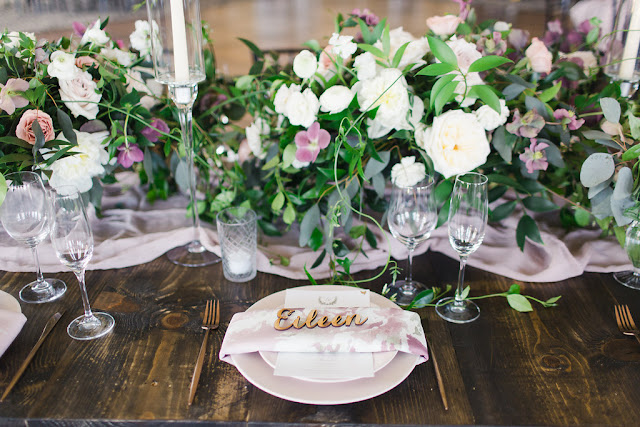 farm table centerpieces and place settings