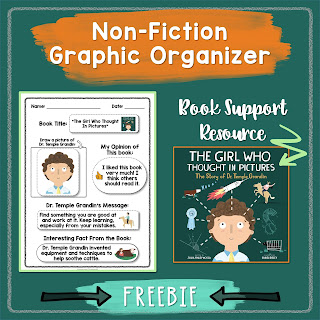 This versatile graphic organizer compliments the children's book, "The Girl Who Thought In Pictures," by Julia Finley Mosca. Students will demonstrate reading comprehension by completing this story graph about Temple Grandin. This resource was created to fit the needs of students with limited writing ability, but includes options for a variety of levels.