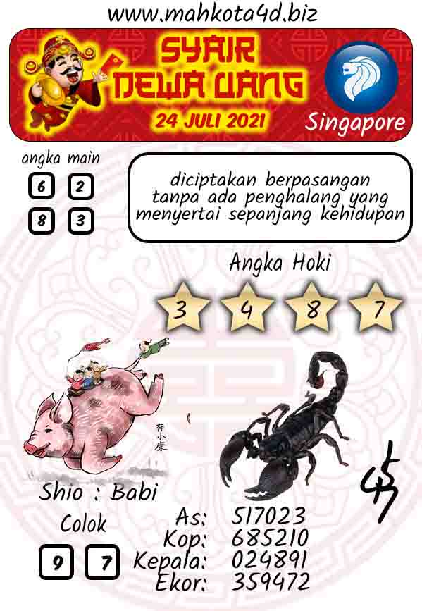 Syair Prediksi Togel Singapore - SGP Sabtu, 24 - Juni - 2021