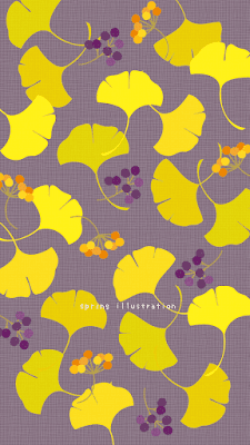 【銀杏】秋の植物のおしゃれでシンプルかわいいイラストスマホ壁紙/ホーム画面/ロック画面
